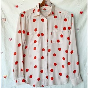 Red Polka Dot Pocket Button Down